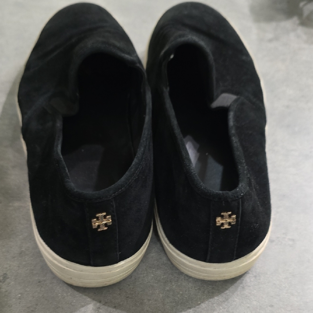 Tory Burch Black Flats with Gold Logo